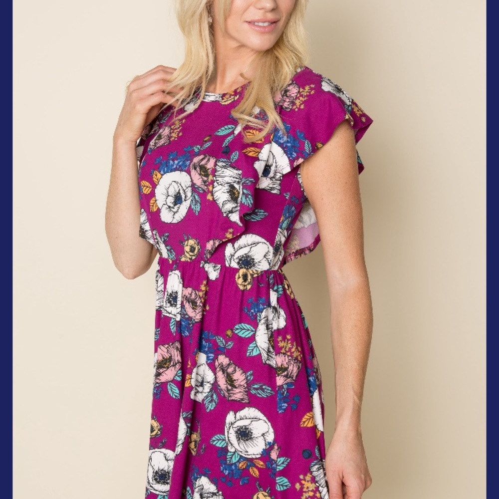 Emporia dress (fuschia poppy print)